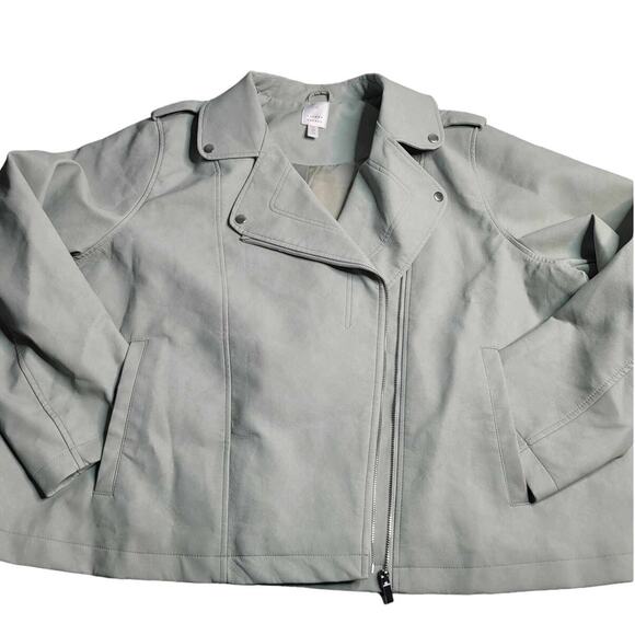 2739 LC Lauren Conrad Faux Suede‎ Mint Moto Jacket Women's 2XL - Picture 1 of 6